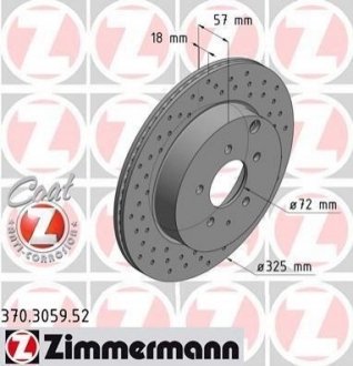 Купить Диск тормозной Mazda CX-7, CX-9 ZIMMERMANN 370.3059.52 (фото1) подбор по VIN коду, цена 3849 грн.