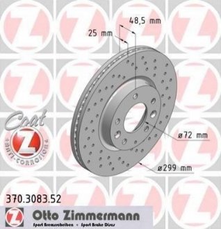 Диск тормозной Mazda 6 ZIMMERMANN 370.3083.52