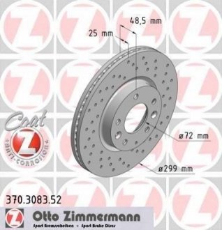 Купить Диск тормозной Mazda 6 ZIMMERMANN 370.3083.52 (фото1) подбор по VIN коду, цена 3954 грн.