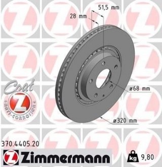 Тормозные диски передние ZIMMERMANN 370440520