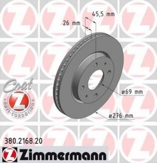 Гальмівні диски передні ZIMMERMANN 380216820