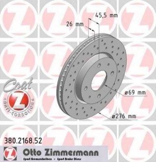 Диск тормозной Mitsubishi Galant, Lancer ZIMMERMANN 380.2168.52