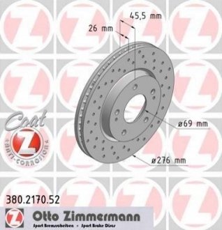 Диск гальмівний Mitsubishi Lancer, ASX, Dodge Caliber ZIMMERMANN 380.2170.52