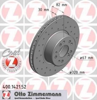 Диск тормозной Mercedes W140, C140, W124 ZIMMERMANN 400.1421.52