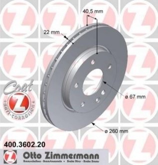 Тормозные диски передние Mercedes W168 ZIMMERMANN 400360220