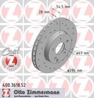 Диск гальмівний Mercedes W211, S211 ZIMMERMANN 400.3618.52