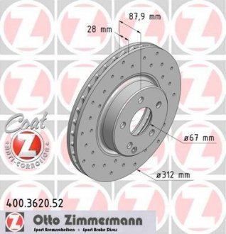 Диск тормозной SPORT Z Mercedes W211, S211, CLS-Class ZIMMERMANN 400362052