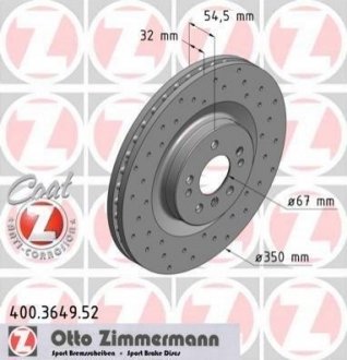 Диск тормозной Mercedes W251, GL-Class, M-Class, GLE-Class ZIMMERMANN 400.3649.52