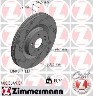 Диск тормозной ZIMMERMANN 400.3649.54