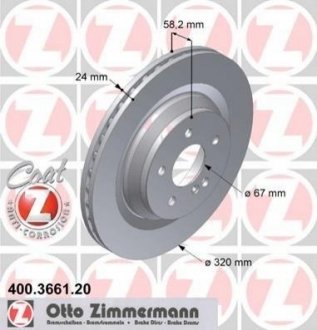 Купить Диск тормозной Mercedes W221, C216 ZIMMERMANN 400.3661.20 (фото1) подбор по VIN коду, цена 2800 грн.