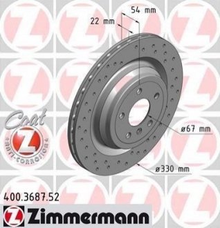 Диск тормозной ZIMMERMANN 400.3687.52