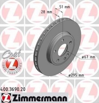 Диск тормозной Mercedes W246, W176, CLA-Class, GLA-Class ZIMMERMANN 400.3690.20