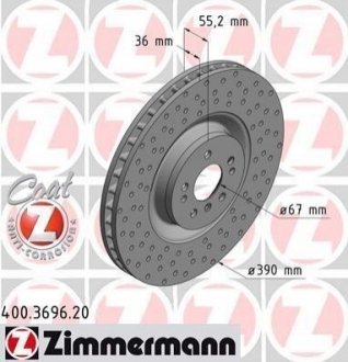 Диск гальмівний Mercedes M-Class, W251 ZIMMERMANN 400.3696.20