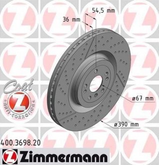 Диск тормозной Coat Z Mercedes M-Class, GL-Class, GLE-Class, GLS-Class ZIMMERMANN 400369820