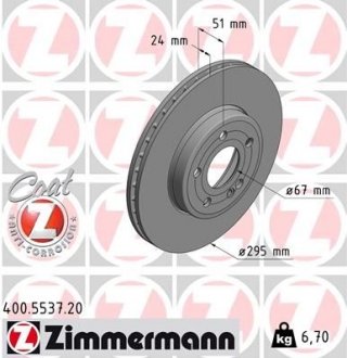 Купить Тормозные диски передние Mercedes W177, W247, CLA-Class ZIMMERMANN 400553720 (фото1) подбор по VIN коду, цена 2459 грн.
