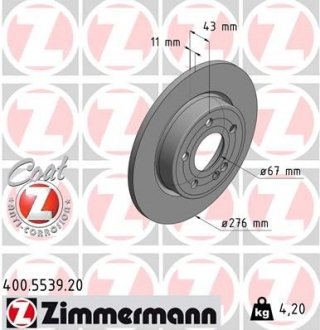 Купить Тормозные диски Mercedes W177, W247, CLA-Class ZIMMERMANN 400553920 (фото1) подбор по VIN коду, цена 1611 грн.