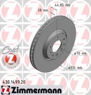 Диск тормозной Opel Vectra, SAAB 9-3 ZIMMERMANN 430.1499.20