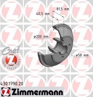 Купить Тормозные барабаны задние ZIMMERMANN 430179020 (фото1) подбор по VIN коду, цена 2523 грн.