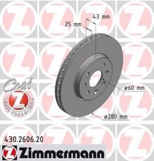 Гальмівні диски передні ZIMMERMANN 430260620