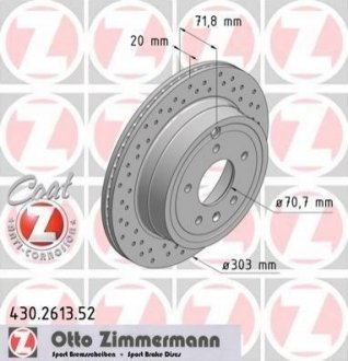 Купить Диск тормозной Chevrolet Captiva ZIMMERMANN 430.2613.52 (фото1) подбор по VIN коду, цена 3067 грн.