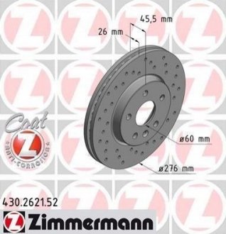 Диск тормозной Opel Astra, Chevrolet Cruze, Aveo ZIMMERMANN 430.2621.52