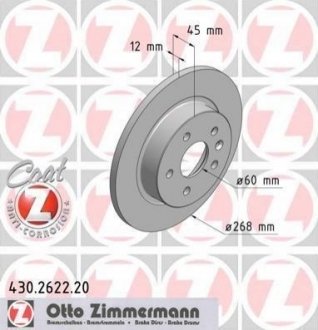 Диск тормозной Opel Astra ZIMMERMANN 430.2622.20