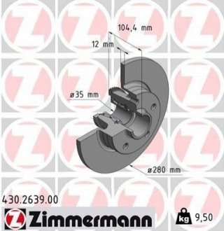 Тормозные диски с подшипниками задние ZIMMERMANN 430263900