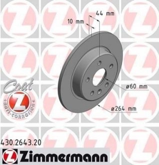 Купити Гальмівні диски задні Opel Astra ZIMMERMANN 430264320 (фото1) підбір по VIN коду, ціна 1836 грн.