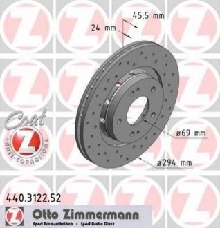 Диск тормозной Mitsubishi Outlander, Lancer ZIMMERMANN 440.3122.52