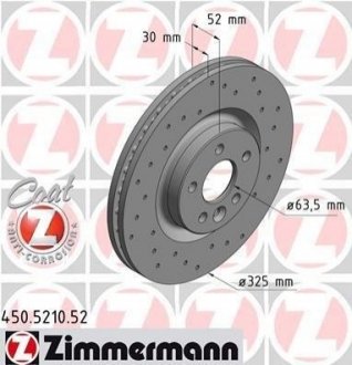 Диск тормозной Land Rover Range Rover, Discovery ZIMMERMANN 450.5210.52