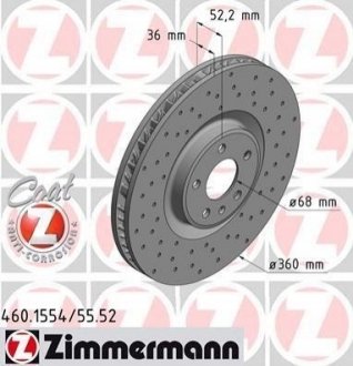 Тормозные диски передний левый ZIMMERMANN 460155452