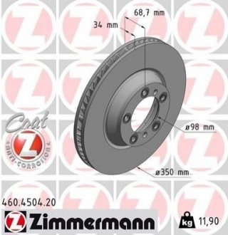 Диск тормозной ZIMMERMANN 460.4504.20