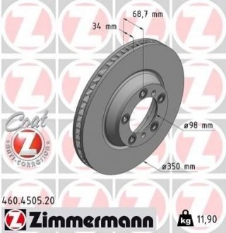Тормозные диски правый передний ZIMMERMANN 460450520