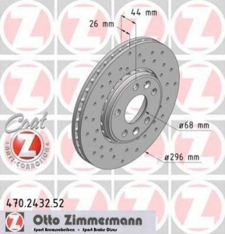 Диск тормозной Renault Megane, Scenic, Grand Scenic, Latitude, Laguna ZIMMERMANN 470.2432.52