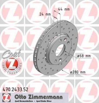 Диск тормозной Renault Megane, Dacia Duster, Renault Scenic, Fluence, Duster ZIMMERMANN 470.2433.52