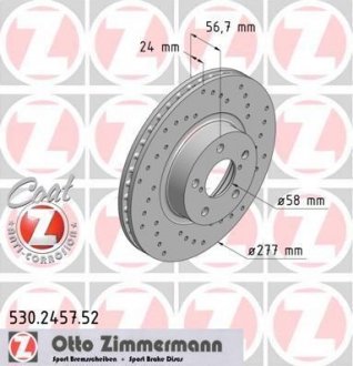 Диск тормозной ZIMMERMANN 530.2457.52