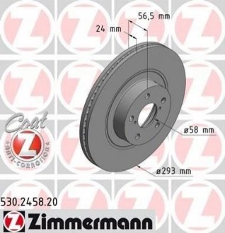 Диск гальмівний (передній) Subaru Forester 03-/Impreza 94-/Outback00- (294x24) Subaru Forester, Impreza, Legacy, XV, Outback ZIMMERMANN 530.2458.20