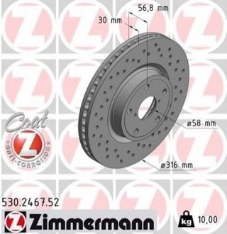 Диск гальмівний ZIMMERMANN 530.2467.52