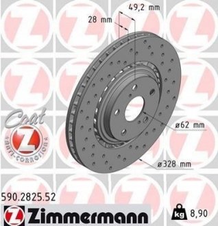 Диск тормозной Lexus RX, Toyota Highlander, Rav-4 ZIMMERMANN 590.2825.52