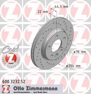 Диск тормозной ZIMMERMANN 600.3232.52