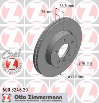 Купить Диск тормозной Volkswagen Amarok ZIMMERMANN 600.3246.20 (фото1) подбор по VIN коду, цена 2630 грн.