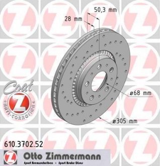 Диск тормозной ZIMMERMANN 610.3702.52