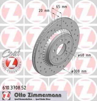 Диск тормозной Volvo XC90 ZIMMERMANN 610.3708.52