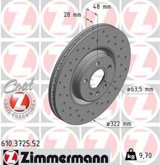 Купити Гальмівні диски SPORT Z Volvo S90 ZIMMERMANN 610372552 (фото1) підбір по VIN коду, ціна 4759 грн.